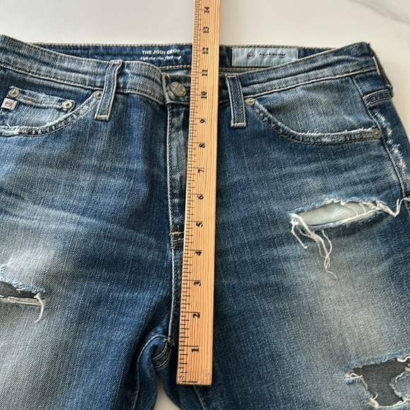 AG the Jodi Crop High Rise Flare Crop Distressed Designer Denim - Picture 12 of 13